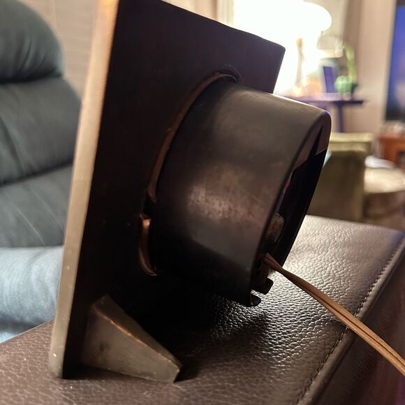 Vintage 1960s KLEIN Desk Clock Pharmacy RX Alchemy Symbols Brass w Dome Glass - Picture 7 of 10